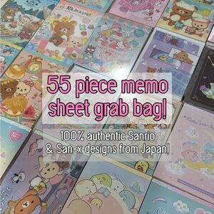 Sanrio & San-x Memo Sheet Grab Bag - 55 sheets - for stationary and crafts